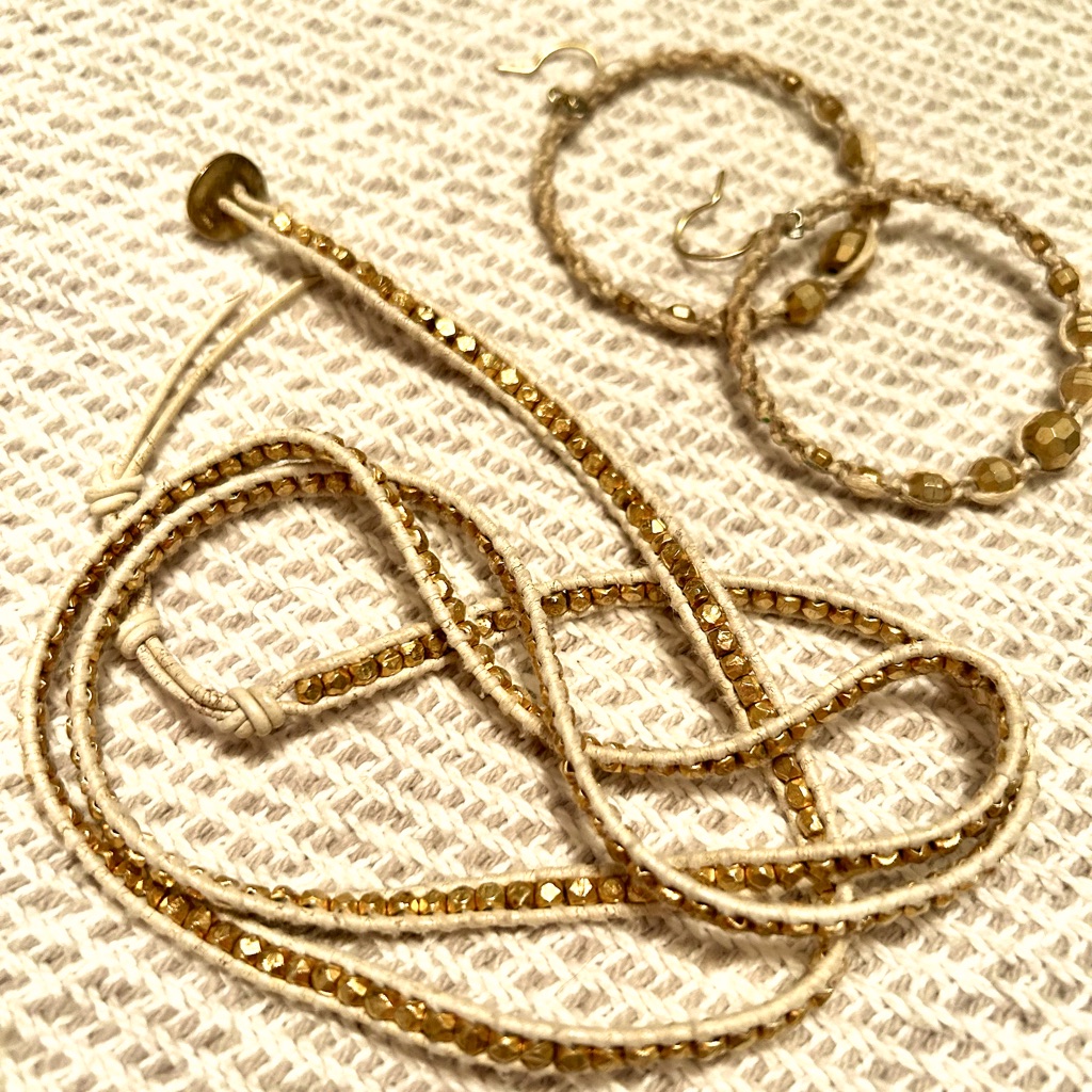 Chan Luu Metallic Beaded NecklaceBracelet Earrings 65$